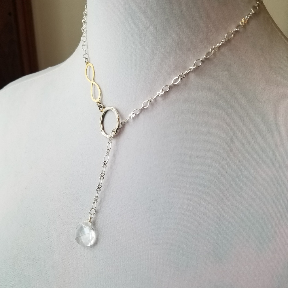 Infinity Symbol Necklace Thread Through Clear Bri… - image 5